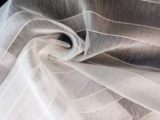 Original Tela de Cortina transparente de hilo metálico de lino y poliéster Natural,