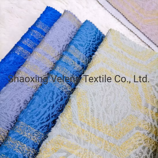 Nuevo Patteren 100% poliéster teñido de terciopelo holandés con pegamento en relieve y bronceado Salón China sofá cortina muebles de tapicería de tela